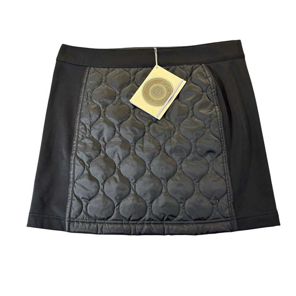 Poivre Blanc Mini Skirt Suit Black Quilted Textured Tweed Full Zip Women's Small